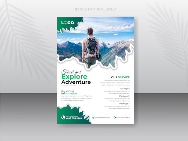 travel vacation summer and tourism flyer design layout with brush effect for business concept