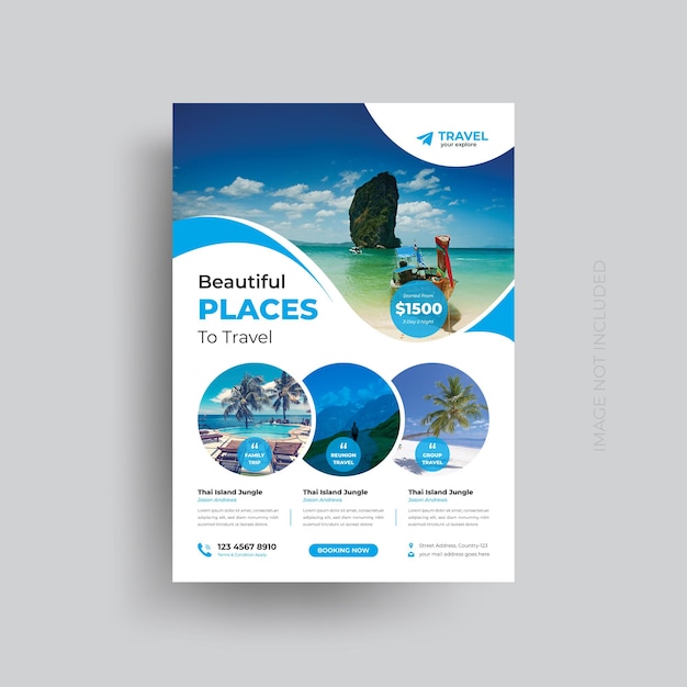 Travel Vacation Tour Agency Flyer Template Design Holiday Summer travel and tourism flyer design