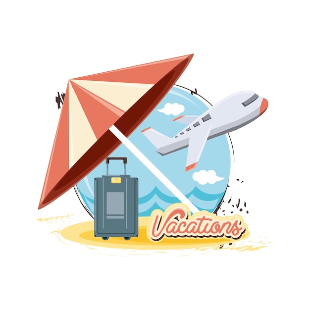 Travel vacations set icons