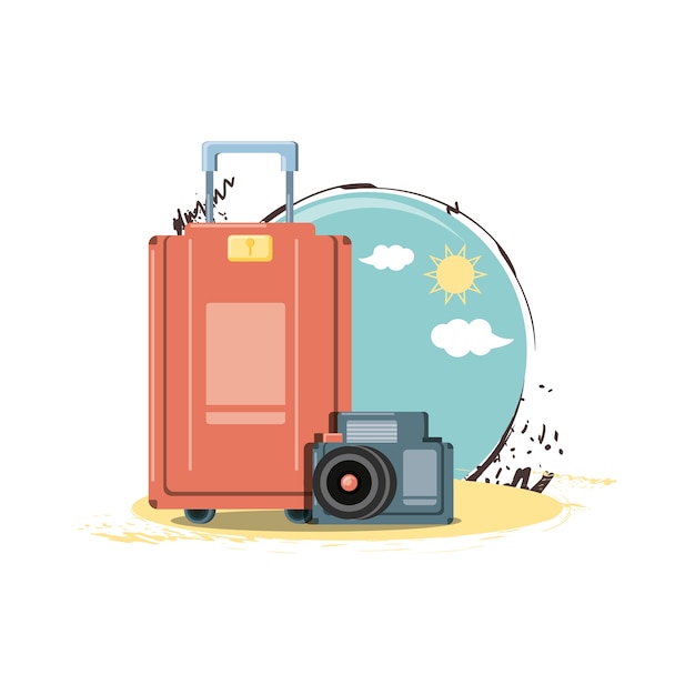 Travel vacations set icons