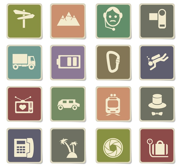 Travel vector icons for user interface design