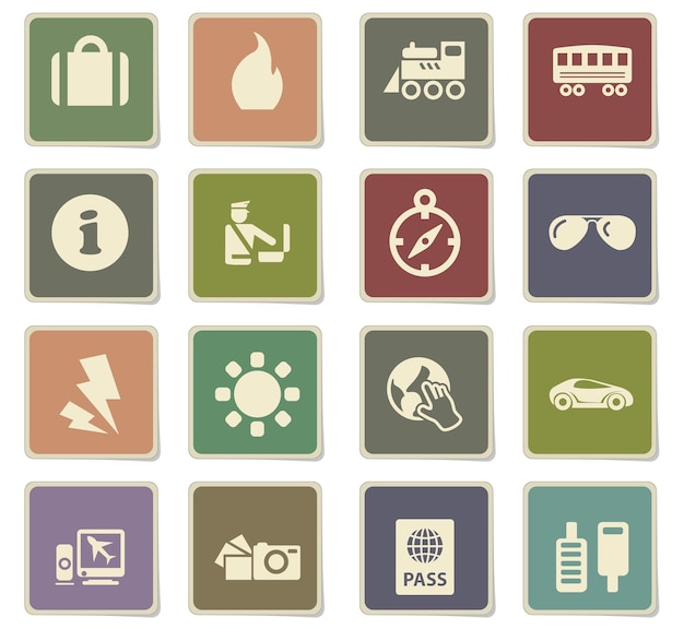 Travel vector icons for user interface design