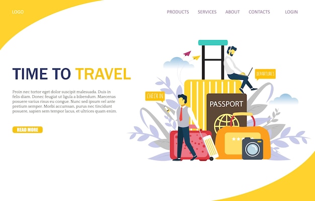 Vector travel vector website landing page design template