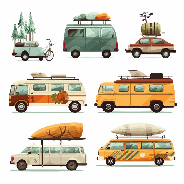 Vettore travel_vehicle_set_vector_illustrazione