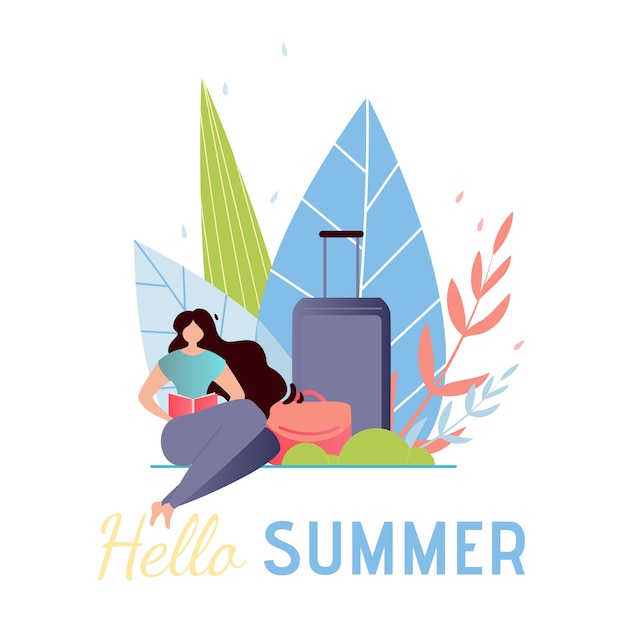 travel vertical banner. hello summer greeting