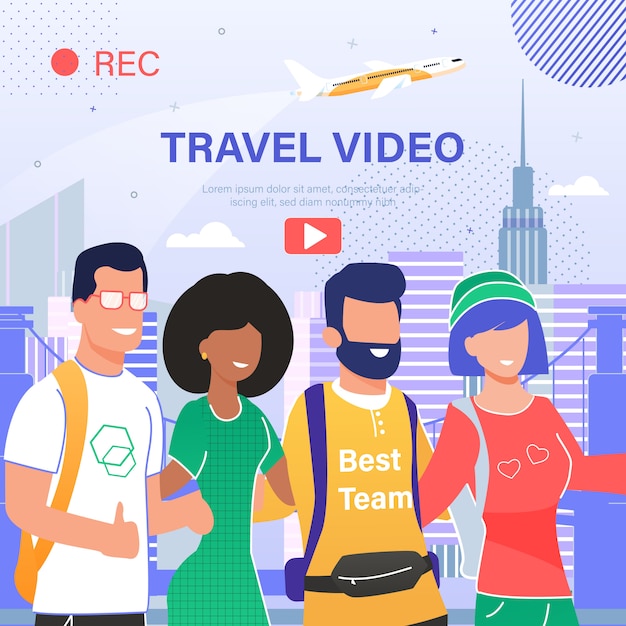 Travel Video Blog Flat   Banner