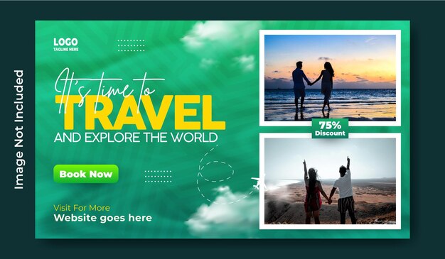 Vector travel web banner template design