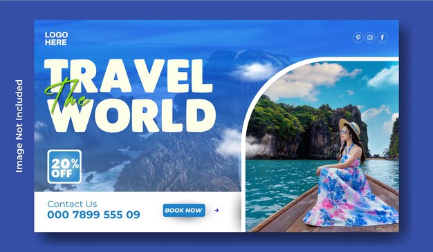 Vector travel web banner template design