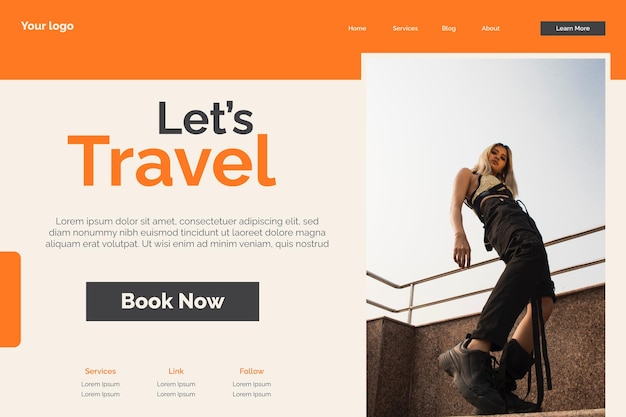 Travel website landing page design template