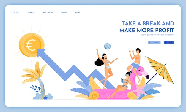 Travel website of take a break and make more profit landing page