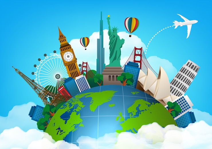 Vector 世界の有名なモニュメントで旅する