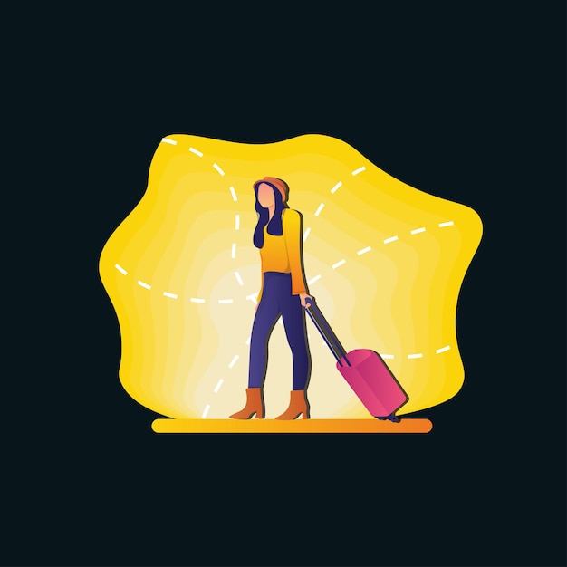 Vector travel woman colorful illustration