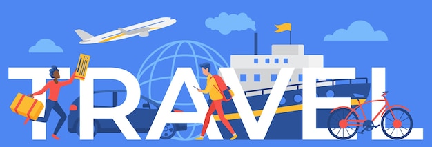 travel word concept illustration