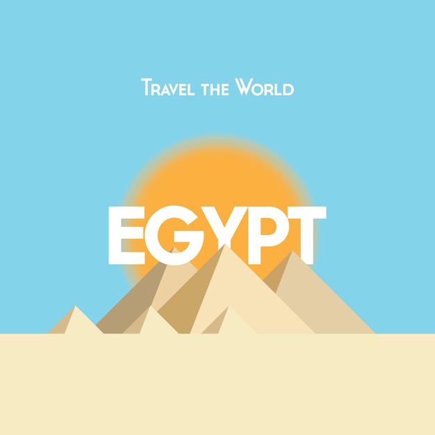 Travel the world Egypt with a yellow sun behind the great Pyramids EPS vector format