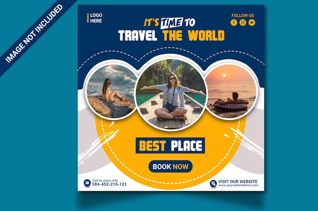 Travel The World Social Media Post Banner Design Template