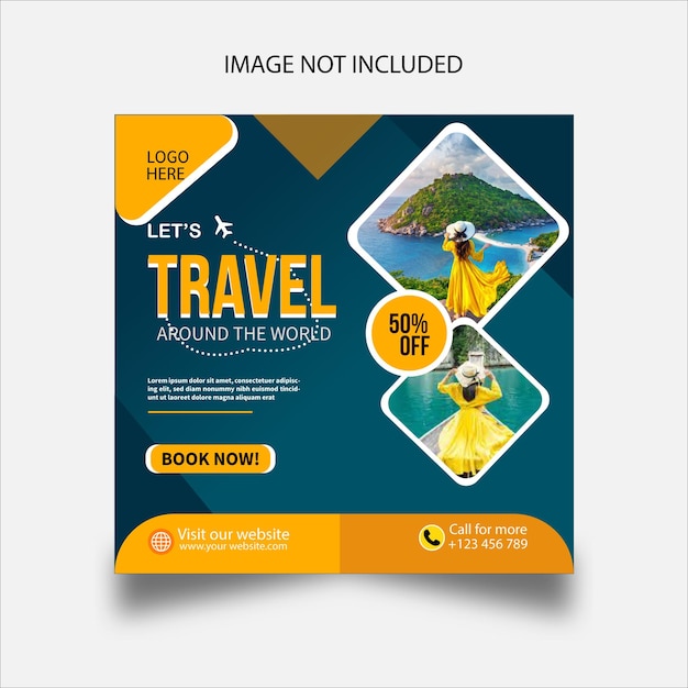 travel the world social media template design post