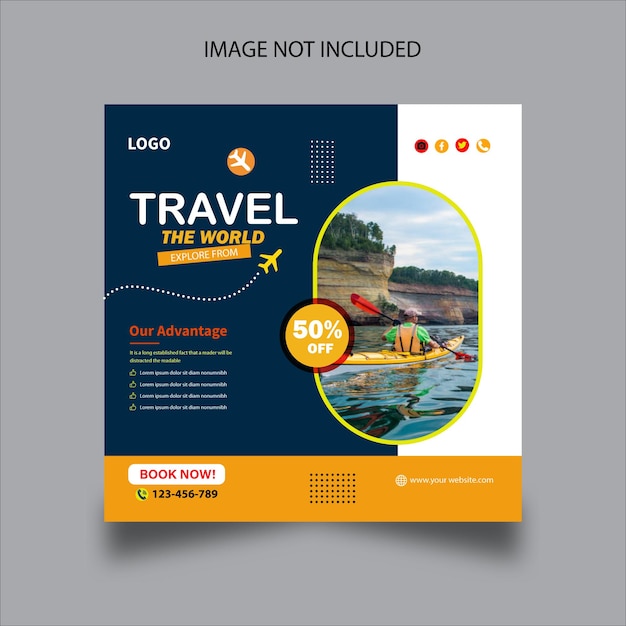travel the world social media template design post