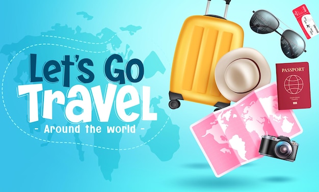 Premium Vector | Travel worldwide vector background design let's go ...