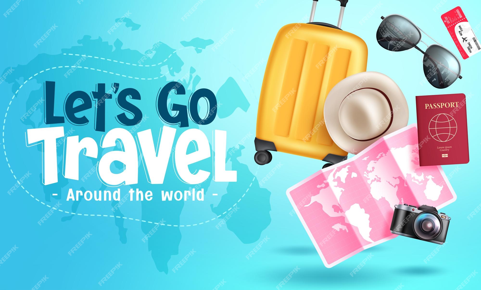 Premium Vector  Let's go travel background