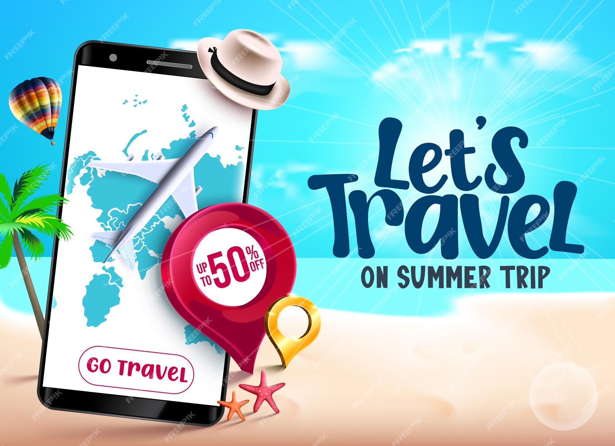 Premium Vector  Let's go travel background