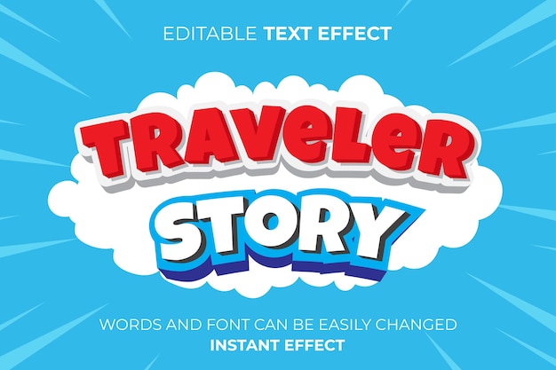 Tipografia effetto testo 3d viaggiatore