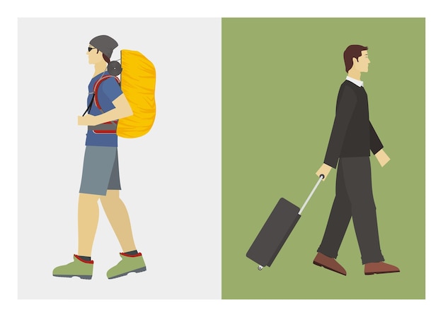 Vector traveler and hiker simple flat illustration