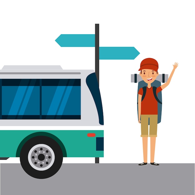 Vector traveler man cartoon icon