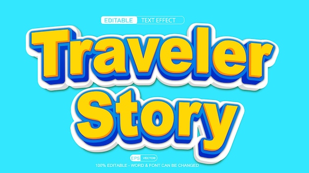 Traveler story 3d editable text effect eps vector style