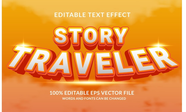 Vector traveler story editable text effect