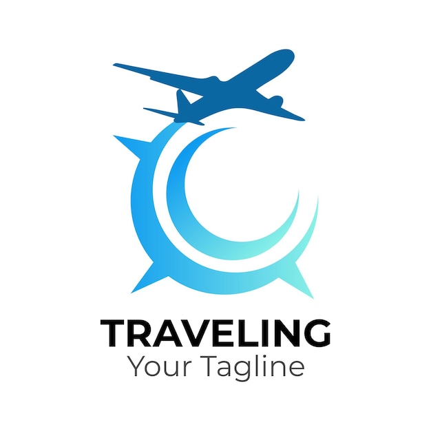 Traveling abstract modern minimalist premium 3d colorful business logo design template