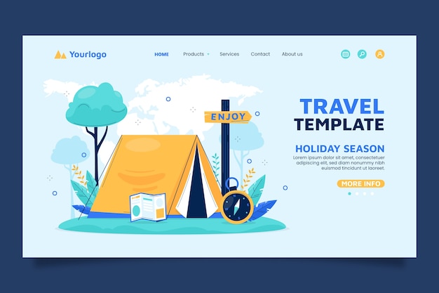 Vector traveling adventure landing page template