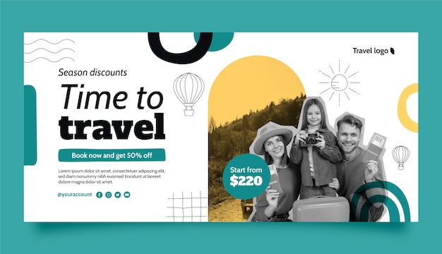 Vector traveling adventure  sale banner template