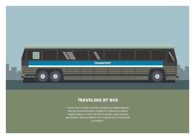 traveling by bus passenger bus side view simple flat illustration