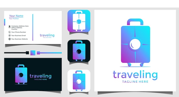 traveling carry bag suitcase camera logo design