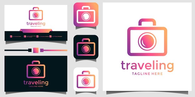 traveling carry bag suitcase camera logo design