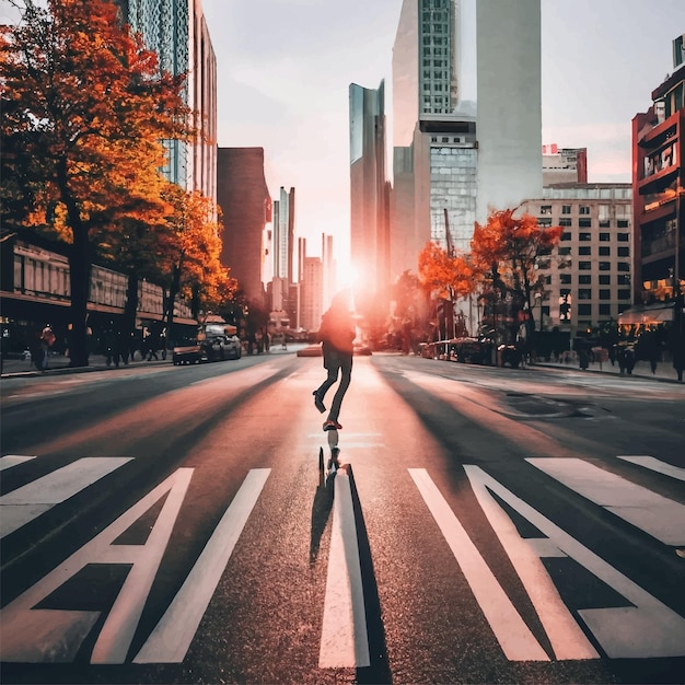 Viaggiare città budlings vista tramonto uomo sfondo fotografico ai generativa