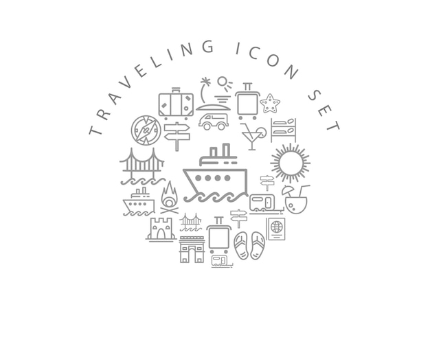 Vector traveling icon set design