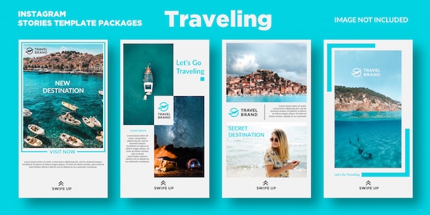 Vector traveling instagram stories template packages