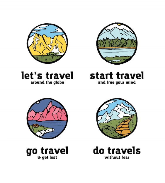 Vector traveling logo set