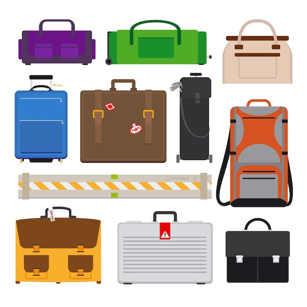 Vector traveling luggage icons