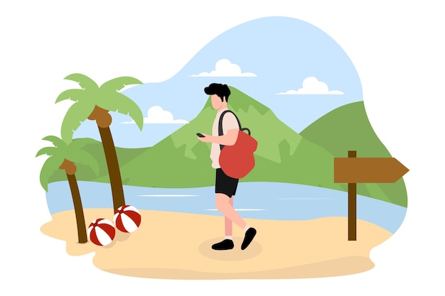 Vector traveling people flat illustration design