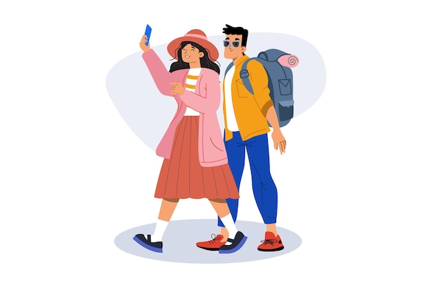 Traveling people illustration concept on a white background
