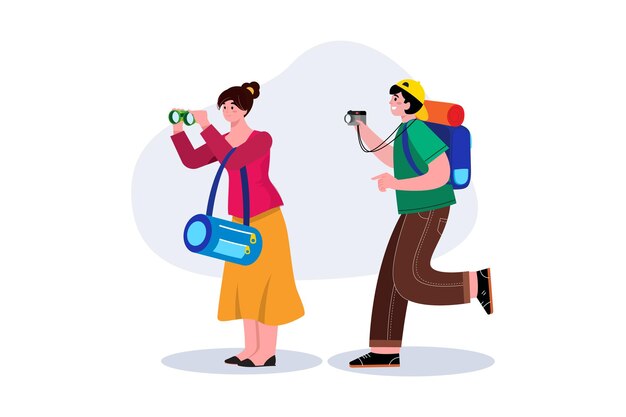 Vector traveling people illustration concept on a white background