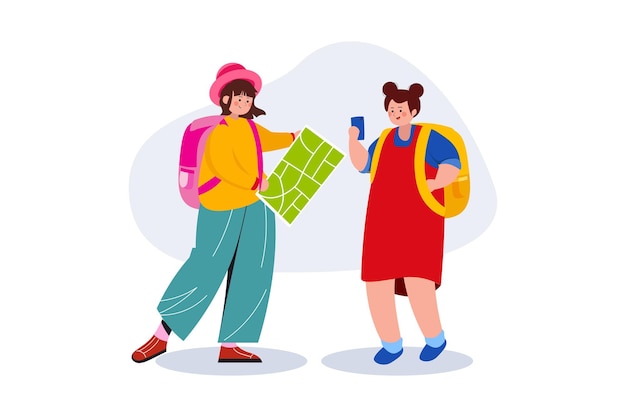 Vector traveling people illustration concept on a white background