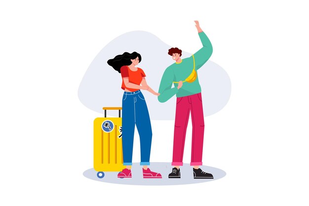 Vector traveling people illustration concept on a white background