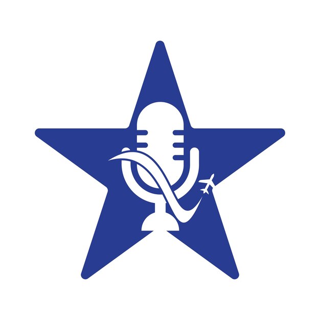 Modello di progettazione di logo di vettore di concetto di forma di stella di podcast itinerante
