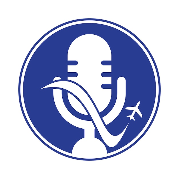 Шаблон векторного логотипа Traveling Podcast Концепция логотипа подкаста Travel Tourism