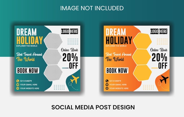 Traveling post design template, set of banners, web banners with color variation