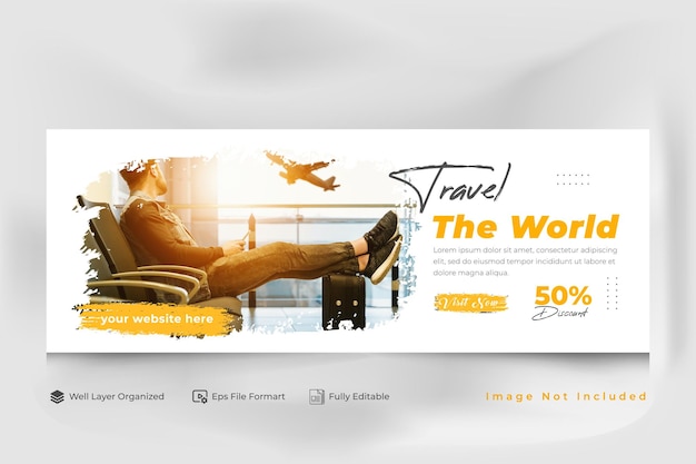 Traveling social media banner and facebook cover template