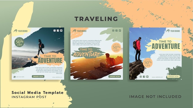 Traveling time instagram post template